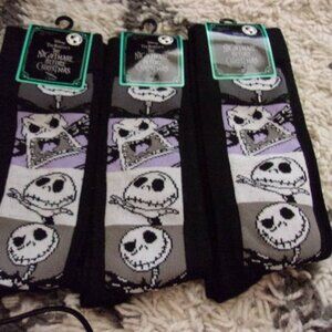 Bundle of 3 pairs Nightmare Before Christmas crew socks- size 6.5-12 New